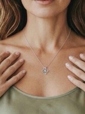 Tiffany 4 Loving Hearts  Pendant Necklace with diamond - 18 inches #pristine